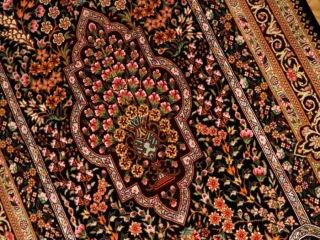 高級シルク玄関マットハンドメイドペルシャ絨毯56045