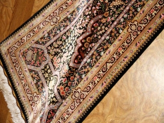 高級シルク玄関マットハンドメイドペルシャ絨毯56045