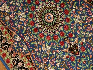 シルクのペルシャ絨毯玄関マットブルー色56041