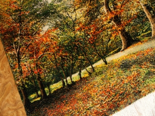 オータムの風景でペルシャ手織り絨毯50111