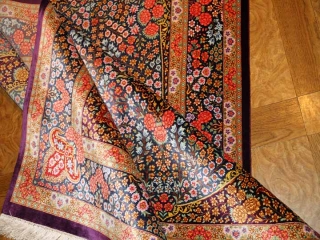 バラの絨毯カラフル高級手織りシルクラグ50095