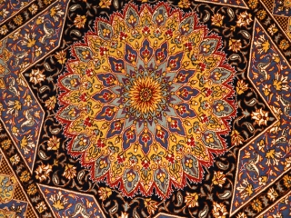 ペルシャ絨毯シルク変わってる玄関マット50053