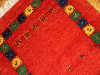 高級ギャッベのシラズ産、とても細かい織り方の玄関マットギャッベ18881
