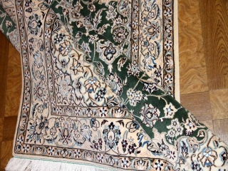 ナイン産のソファー前サイズ手織りペルシャグリーン色59013