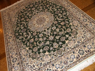 ナイン産のソファー前サイズ手織りペルシャグリーン色59013