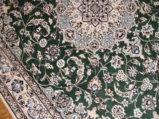 ナイン産のソファー前サイズ手織りペルシャグリーン色59013