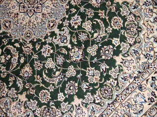 ナイン産のソファー前サイズ手織りペルシャグリーン色59013