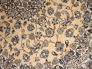 ハンドメイドペルシャ絨毯ナイン産ラグシルクとウール59015