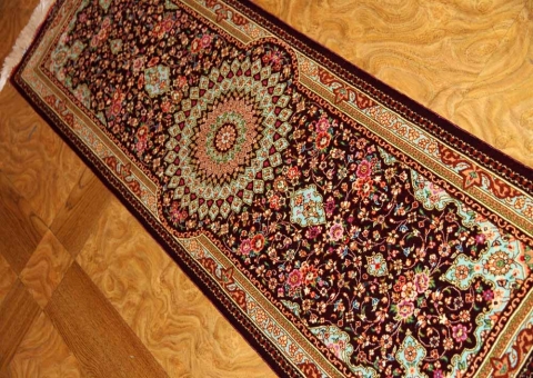 あがりかまち手織りペルシャ絨毯クムシルク32978