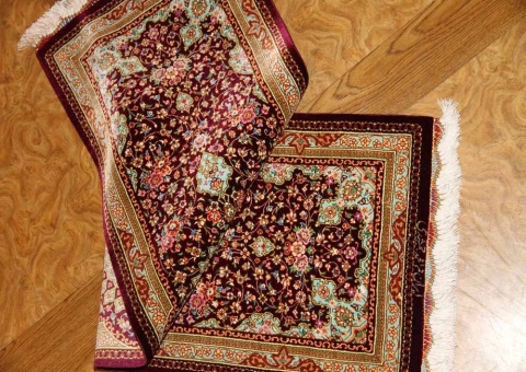 あがりかまち手織りペルシャ絨毯クムシルク32978