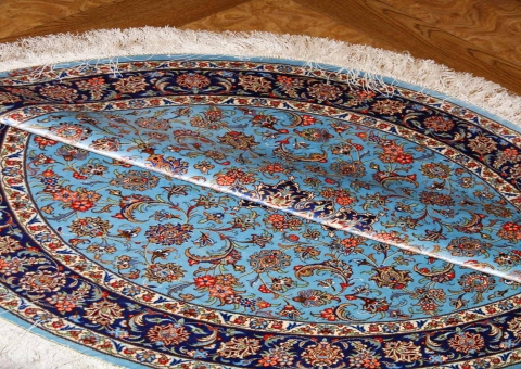 シルクの丸い形カシャーン産地手織りペルシャ絨毯2438631