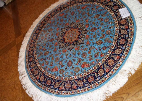 シルクの丸い形カシャーン産地手織りペルシャ絨毯2438631