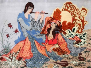 ピクチャーデザインシルククムペルシャ絨毯50011