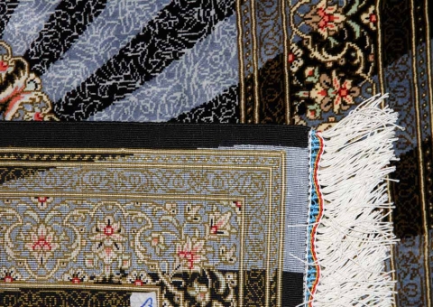 とても珍しい手織りペルシャ絨毯シルク100%,248387,