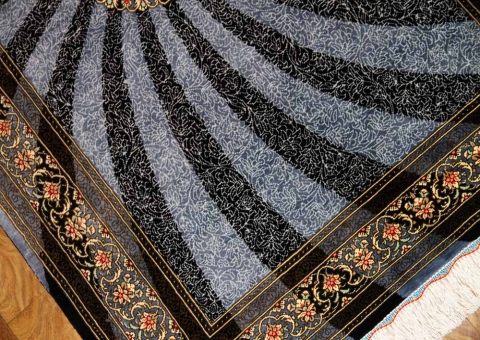 とても珍しい手織りペルシャ絨毯シルク100%,248387,