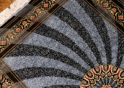 とても珍しい手織りペルシャ絨毯シルク100%,248387,