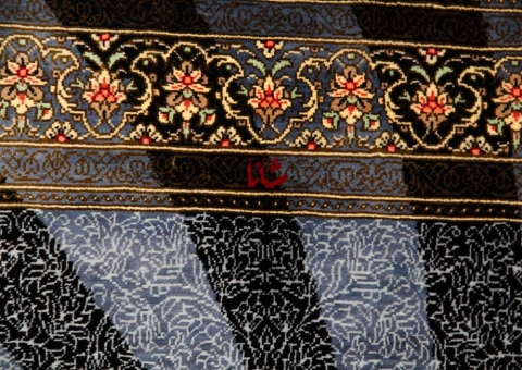 とても珍しい手織りペルシャ絨毯シルク100%,248387,