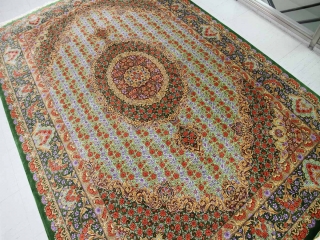 最高級手織りシルクリビングペルシャ絨毯6平米555601