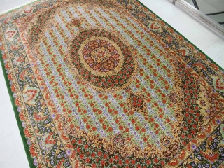 最高級手織りシルクリビングペルシャ絨毯6平米555601