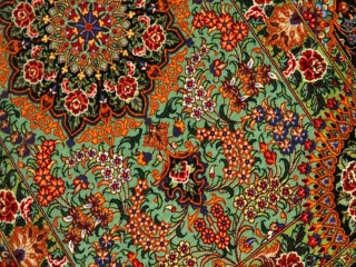 最高級手織りペルシャ絨毯クムシルク玄関マット75117