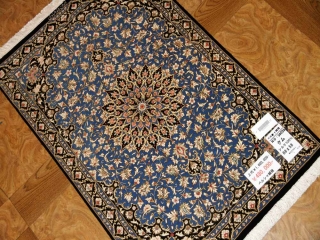 人気ブルーシルク玄関マットペルシャカーペット56026