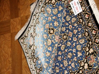 人気ブルーシルク玄関マットペルシャカーペット56026