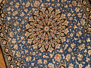 人気ブルーシルク玄関マットペルシャカーペット56026