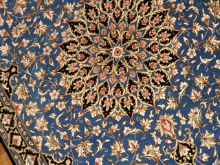 人気ブルーシルク玄関マットペルシャカーペット56026