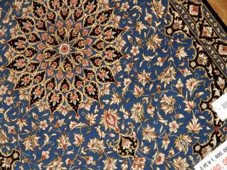 人気ブルーシルク玄関マットペルシャカーペット56026