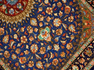 ブルー色の玄関マットマンションサイズ、手織りペルシャシルク絨毯60047