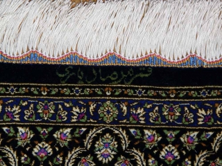 高級手織りペルシャ絨毯センターラグ、クムシルク60052