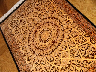 輝きのシルク手織りペルシャ絨毯玄関マット398861