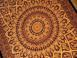 輝きのシルク手織りペルシャ絨毯玄関マット398861