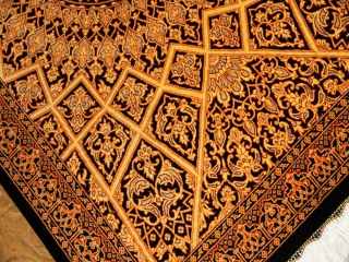 輝きのシルク手織りペルシャ絨毯玄関マット398861