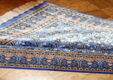シルク手織りペルシャ絨毯玄関マットゴンバディーデザイン45569