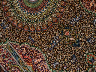 ジャムシディー有名工房センターラグ、手織りペルシャ絨毯60025