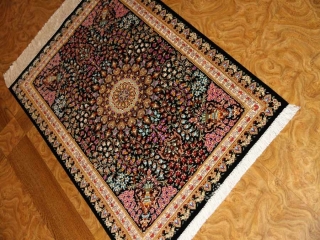 手作り玄関マットのシルクペルシャ絨毯メダリオン56008