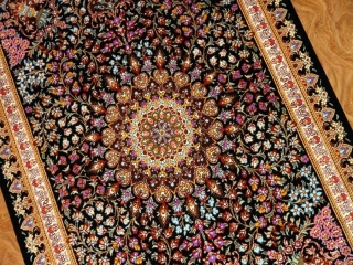 手作り玄関マットのシルクペルシャ絨毯メダリオン56008