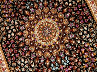 手作り玄関マットのシルクペルシャ絨毯メダリオン56008