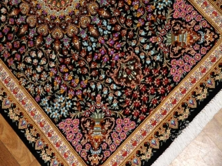 手作り玄関マットのシルクペルシャ絨毯メダリオン56008