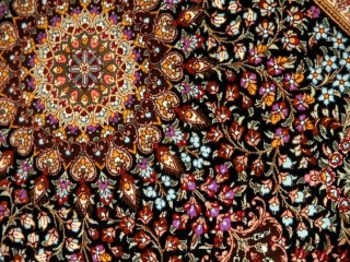 手作り玄関マットのシルクペルシャ絨毯メダリオン56008