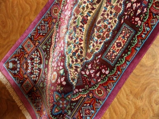 高級ペルシャ絨毯手織りシルクのマンション玄関マットクム60049