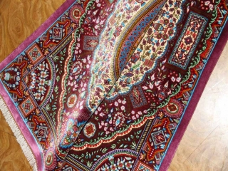 高級ペルシャ絨毯手織りシルクのマンション玄関マットクム60049