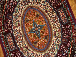 高級ペルシャ絨毯手織りシルクのマンション玄関マットクム60049