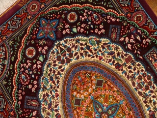 高級ペルシャ絨毯手織りシルクのマンション玄関マットクム60049