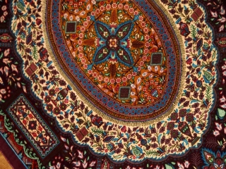 高級ペルシャ絨毯手織りシルクのマンション玄関マットクム60049