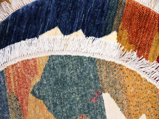 オリジナルペルシャギャッベ円形、丸のギャッベ37674