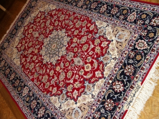 レッド手織りペルシャ絨毯ラグ50147