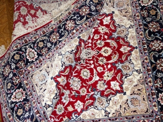 レッド手織りペルシャ絨毯ラグ50147