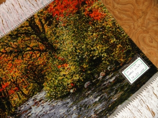 森の風景と川のピクチャー手織りタブリーズ絨毯50106